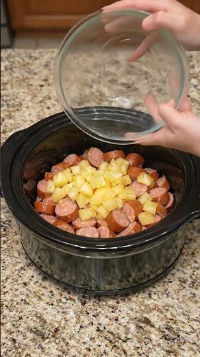 Slow Cooker Pineapple Sausage Full Recipe in Description #slowcookerrecipe #crockpotcooking #recipe