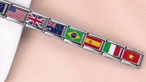 Custom National Flag Bracelet, Stainless Steel Italian Charm Jewelry for Travelers Expats - Etsy