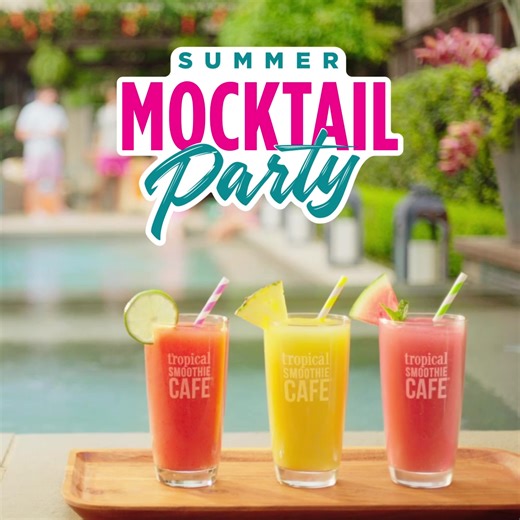Summer Mocktail Smoothies here for a good time!🍹Watermelon Mojito® is BACK, plus try our NEW Strawberry Margarita & Island Punch Smoothies. | Tropical Smoothie Cafe