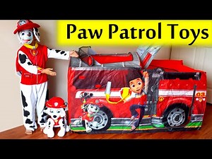 2015 GIANT Paw Patrol Marshall FIRE TRUCK TENT Filled with Paw Patrol Surprise Toys