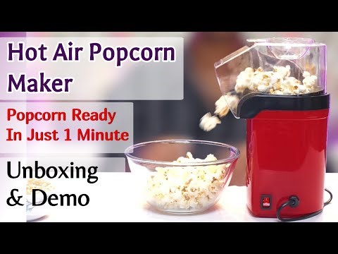 Hot Air Oil Free Popcorn Maker Machine Unboxing & Demo | Mini Popcorn Maker Review