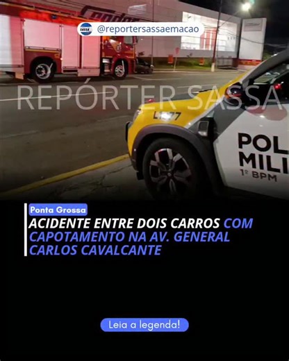 REPÓRTER SASSÁ EM AÇÃO on Instagram: "🚨 ACIDENTE ENTRE DOIS CARROS COM CAPOTAMENTO NA AV. GENERAL CARLOS CAVALCANTE Um grave acidente de trânsito foi registrado na manhã de hoje envolvendo um Renault Sandero preto e um Honda Fit branco. A colisão, que resultou no capotamento de um dos veículos, mobilizou equipes de socorro e segurança no trajeto sentido Uvaranas. O condutor do Sandero, um jovem de 27 anos, descia a Rua Conselheiro Barradas levando sua esposa ao trabalho quando foi acessar a Av.