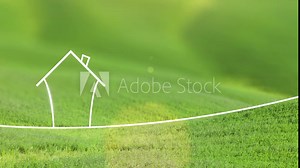 Conceptual eco green house icon drawing lines animation.