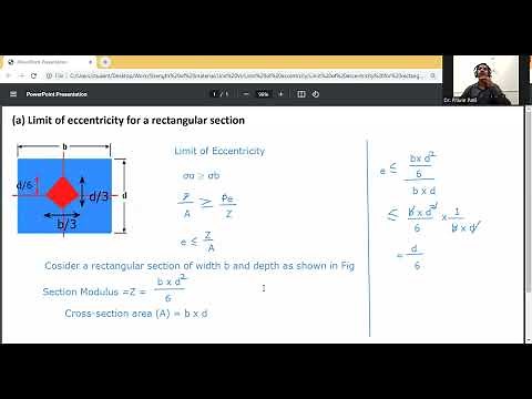 Limit of eccentricity for a rectangular section