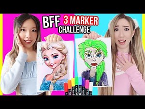 BFF 3 MARKER CHALLENGE mit nur drei STIFTE **ANNA & Eiskönigin ELSA aus FROZEN 2 malen**
