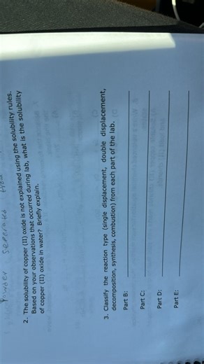 The solubility of copper (II) oxide is not explained using the ... | Filo