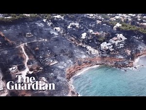 Greek wildfires: drone footage shows extent of devastation