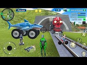 Rope Frog Ninja Hero Strange Gangster - Shark Monster Truck at Train Station - Android Gameplay