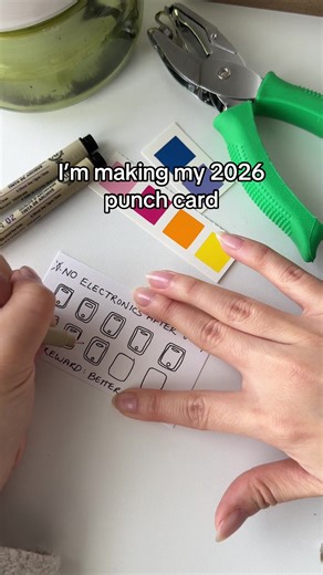 Here’s a little behind the scene of me making my punch card. So I’m going to be honest… I spent way too much time doom scrolling last year. This year I want to be more intentional about being present and and in the moment (not on my phone!). And the reward? Better sleep to nourish my body, mind and soul 💕 My January mail club letter is going out this week and I can’t wait for my members to make their own punchcards! ##mailclub##snailmail##punchparty##mailart##mailclubsubscription