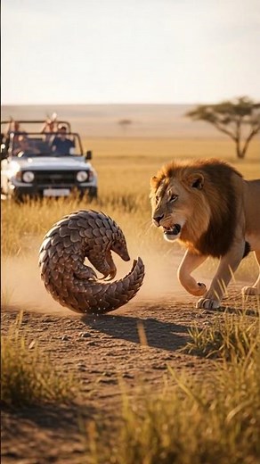 Heroic Pangolin Attacks Lion — Then Runs for Life