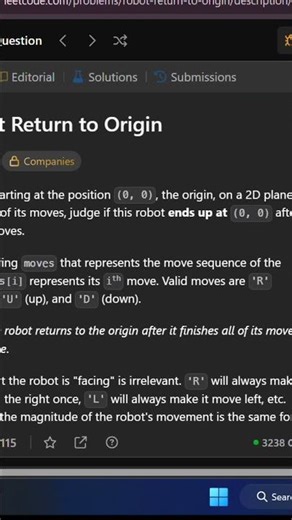 LeetCode 657| Robot Return to Origin | Easy Beginner Guide 2026