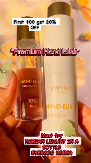 Doctor_UAE on Instagram: "Luxury meets care 🤍✨ @eversoo_beauty Introducing this Korean hand Elixir— thoughtfully crafted by a Korean founder with over 20 years of life experience in the Middle East, made with genuine heart and intention. 🌿 Fragrance-free & 100% natural 🌸 Tuberose – 99.75% natural 🤍 Safe for pregnant women & sensitive skin This hand Elixir instantly hydrates, moisturizes, soothes, offers antibacterial property— perfect for everyday elegance. ✨ Each set includes a complimentar