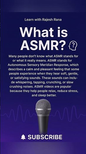 What Is ASMR? What Does ASMR Stand For? Easy Explanation for Beginners #asmr #shorts #english