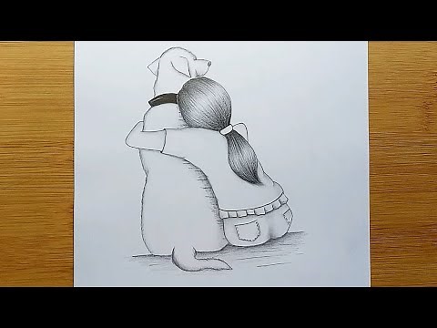 How to Draw a cute Girl Hugging her Dog || Pencil Sketch Drawing for beginners