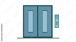 Elevator Lifting up Animation on white background. Going up from 0 to 9 Floor Animated illustration.