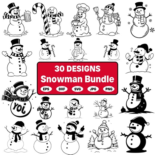 Snowman SVG Bundle, Winter Christmas Clipart 30 Designs (digital Download) - Etsy UK