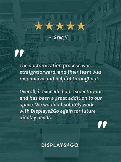 A solid build, clean design, and a seamless customization experience — that’s the goal every time. Thanks, Greg, for trusting us with your custom printed, 3‑tier display! #Displays2Go #GoToPartner | Displays2Go