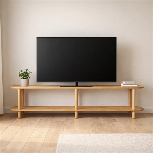 Solid Wood TV Stand – Minimalist Media Console Table – Long Low Console With Shelf - Etsy