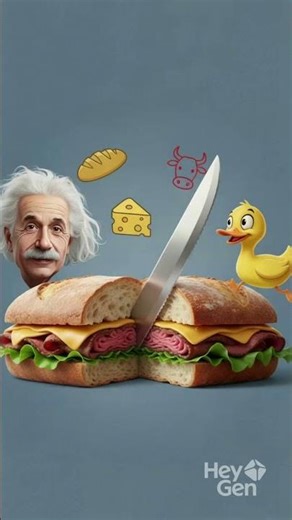 Einstein Reveals the Perfect Sandwich Cut 🥪🔪 — The Science Hack You Never Heard Of!