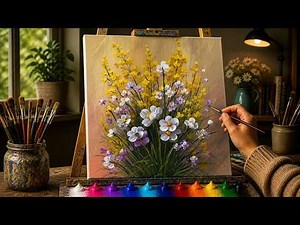 STEP by STEP Acrylic Painting | Easy Wildflower Painting #109