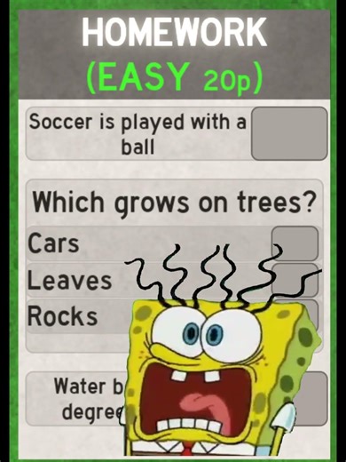 SpongeBob Homework Scream #roblox #foryou #xboxone