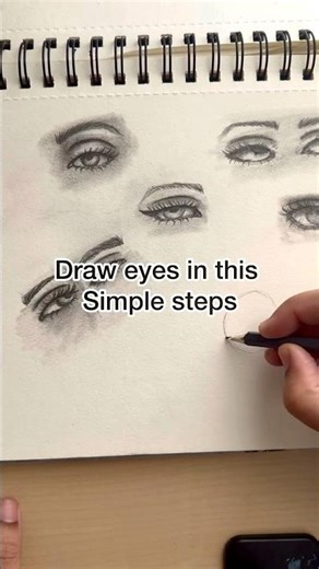 Simple steps to draw eyes 👁️| very very easy | pencil drawing | step by step| #art #sketch #eyes