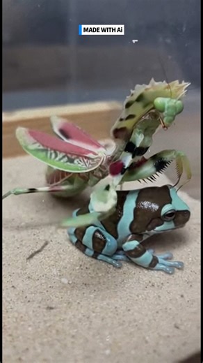 The Devil's Flower Mantis encountered the Amazon Milk Frog’s ultimate chemical defense. #MantisClash #AmazonMilkFrog #IncredibleInsects #ArthropodSurvival #NatureStandoff ⚙️ AI-generated dramatization — No real insects or creatures are involved in these visuals. | Insects Zone