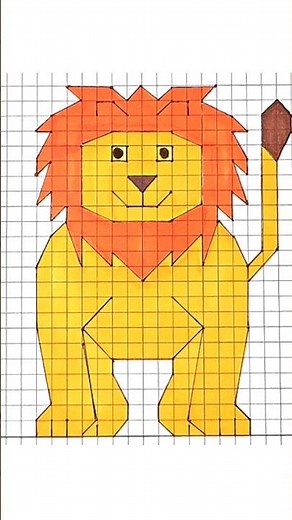 Drawing A Lion On Graph Paper #art #drawing #lion