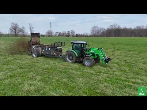 Deutz Fahr 5125 Tractor pulling an Artex S200 Manure Spreader in Kentucky
