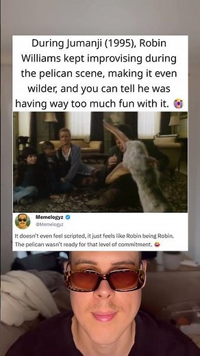 During Jumanji (1995), Robin Williams Improvised Through the Pelican Scene 😂