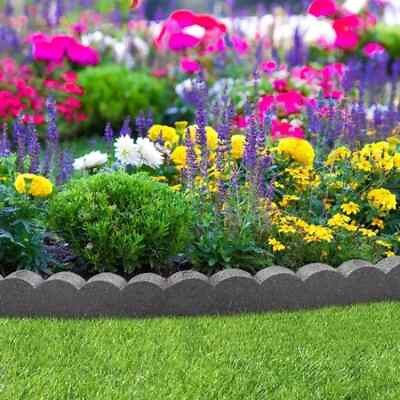 Garden Eco Curve Border Scallop Edging Stone Effect Recycled Rubber Grey Earth  | eBay UK