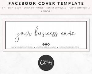 Facebook Cover Template for Canva, Social Media Cover Design, DIY, Customizable, Editable, Instant Download, Branding, Business - FBC01 - Etsy UK