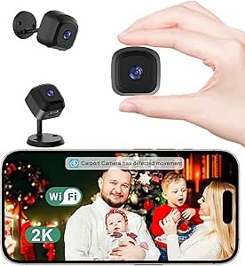 QETATIY Hidden Camera, 2K WiFi Indoor Cameras, Wireless Mini Spy Camera, Nanny Cam with AI Motion Detection, Night Version, Real-Time Record Home Surveillance Camera
