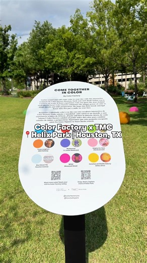 Color Factory • Exhibit on Instagram: "🤘 Houston—there’s a new splash of color at Helix Park!☀️🌳🌈 Color Factory’s latest interactive experience is here, and every hue tells a story inspired by iconic H-Town moments. Take a break in the Texas sun and see if you can guess the meaning behind each design. Snap a pic. Share the joy. And explore more of Helix Park. (@tmchelixpark)"