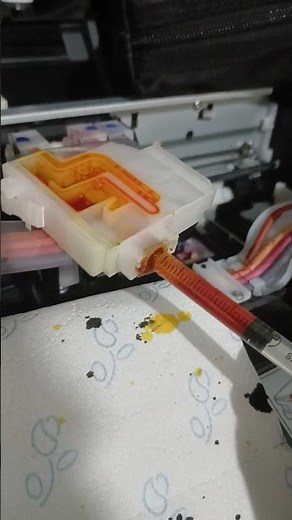 Retirando tinta normal de una Epson L1250 para ponerle tinta de sublimacion, saludos