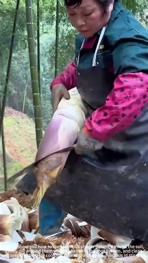 Digging bamboo shoots in the mountains! 🎋⛰️