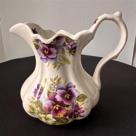 Vintage Floral Ceramic Pitcher Purple Pansy Pattern Made in England - Etsy