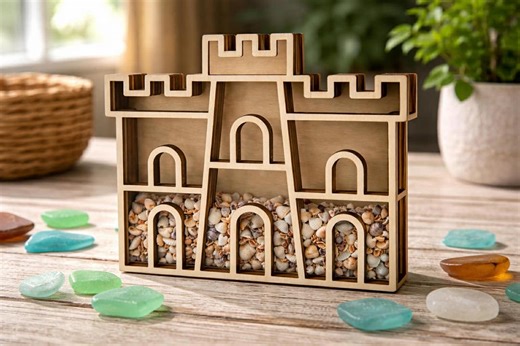 Sandcastle Shadow Box, Sea Glass & Shell Display, Coastal Beach Decor, Ocean Keepsake Holder - Etsy