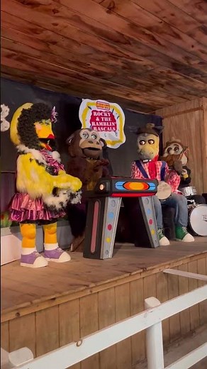 Rocky and the ramblings rascals in enchanted forest water safari #chuckecheese #animatronics