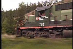 In green and green, this is BC Rail SD40-2 #752 leading a very short train. A work crew train or inspection train maybe? From the Pentrex program "BC Rail Collection". A 3 Hour show on sale for $14.95: http://rfd.video/BCRAIL | Railfan Depot