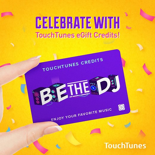 They're here! Send TouchTunes eGift Credits to the jukebox-lovers in your life. Celebrate any event with the gift of music! Get started: https://bit.ly/2Yb7lzm 🎁🎶🎶 | TouchTunes