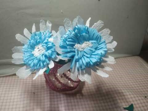 Easy DIY Paper Flowers | Beautiful Blue & White Craft using Colored A4 Sheets! 🌸