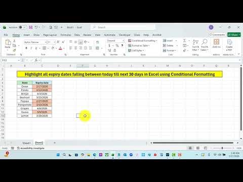 Highlight all expiry dates falling between today to next 30 days in Excel