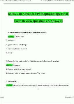 NURS 548 Advanced Pathophysiology Final Exam Review 2025 Questions and Answers 2025 2026 Graded A V