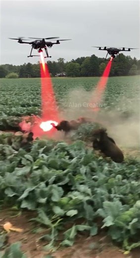 Drones will eliminate wild boars that destroy crops #villagelife #smartfarming #farming101