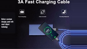 Light Up USB C Cable, LED Fast Charger Type C Charging Cords, USB-A to USB-C Compatible with Samsung Galaxy S20/S10/S9/S8, LG V40/V30 and More (Blue, 3 ft)