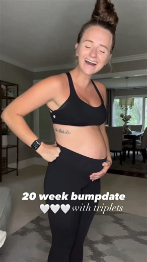 20 weeks with the trips 🤍🤍🤍 I can’t believe we are at 20 weeks. I know I will look back at this video and laugh thinking I thought I had a big belly now! Frequent mfm appointments with no concerns currently. Praying that we continue in that direction: and that growth and triplets and my body all continue to do as best as possible in every scenario. Starting to get a bit more emotional with some more anxiety about carrying multiples. We have big faith that this pregnancy will continue to do th