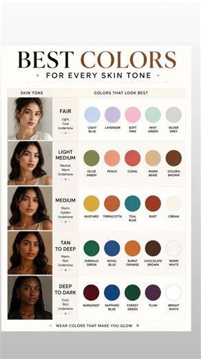Best Colors for Every Skin Tone ✨#skin #skintone #colourguide #shorts #styleguide