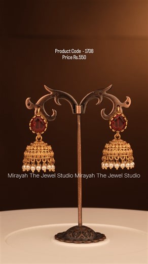 Mirayah The Jewel Studio on Instagram: "DM or Whatsapp us for the Link Pearl Crown Hook Jhumka - Red Product Code - 1708 Price Rs.550 Order from our website now #goldlookalikejewellery #jhumka #jhumkies #jhumkalove #goldjhumka"