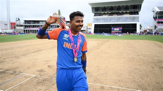 In pics: Vice-captain Hardik Pandya's photo session with T20 World Cup trophy in Barbados